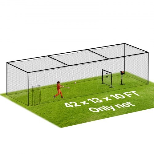 Black HDPE Batting Cage Net 41.7x12.8x10.1 ft Baseball Training