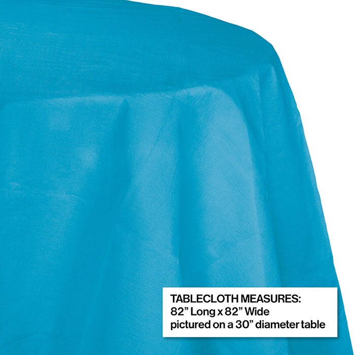 Bulk Pack of 2 Turquoise 82&#x22; Round Polylined Tissue Tablecovers