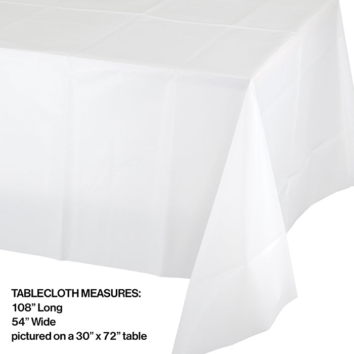 White Tablecover Plastic 54&#x22; X 108&#x22;