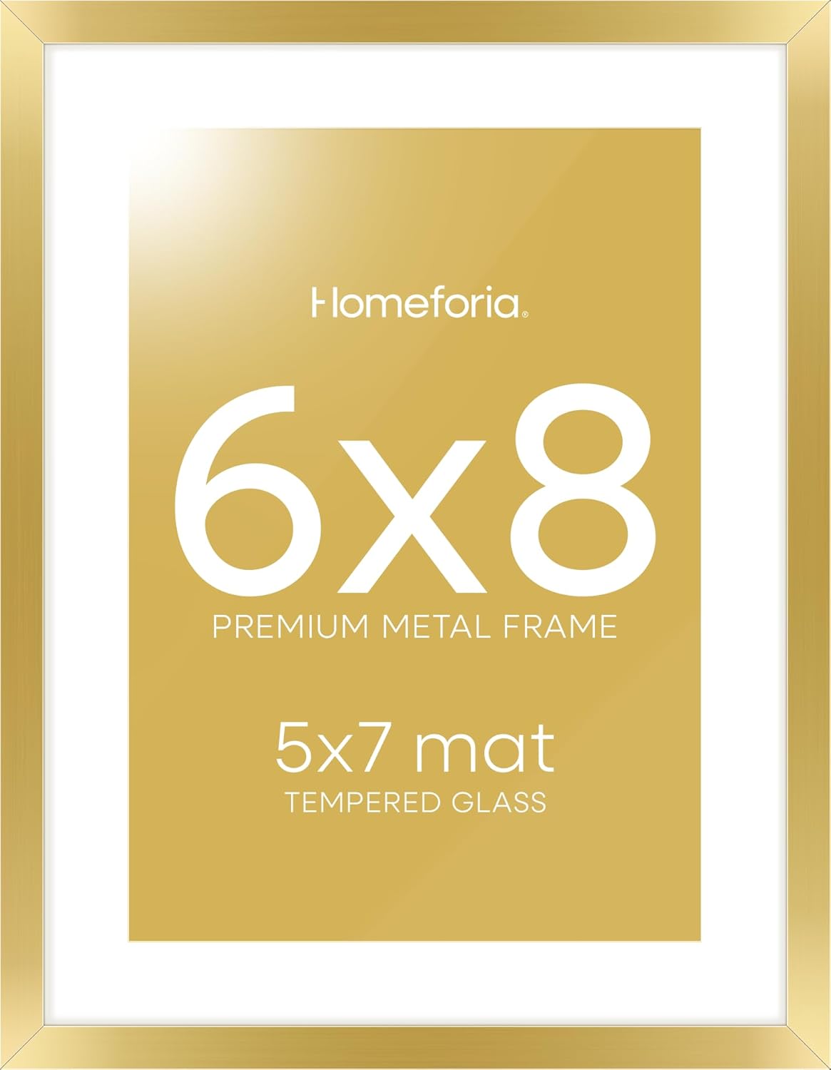 6x8 Picture Frame Gold, High-End Metal Gold Frame 6 x 8 for Wall or Tabletop