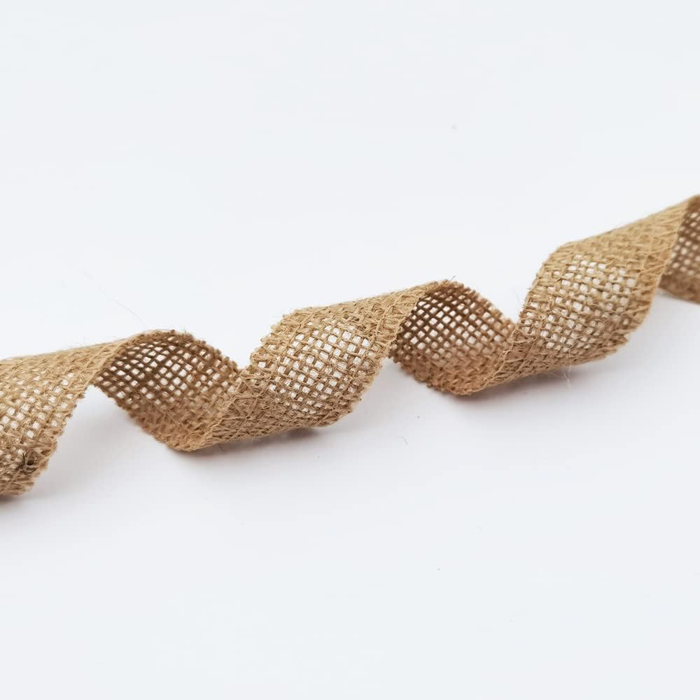 1&#x22; Natural Burlap Fabric Roll 10 Yards Jute Ribbon for Gift Wrapping Craft Projects Wedding Decoration Home Decoration 2.5CM