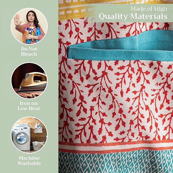 100% Cotton Kitchen Apron with an Adjustable Neck with Long Ties for Women Men Chef