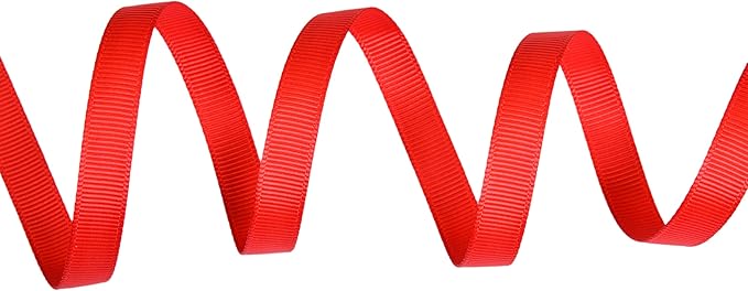 Red Grosgrain Ribbon, 3/8 Inch 50 Yards, for Gift Wrapping Crafts Hair Bows Wedding Party Decoration