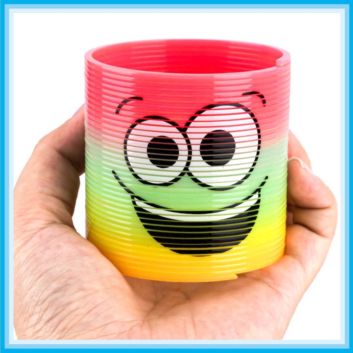 Rainbow Magic Spring, 12Pcs Colorful Plastic Springy Toys Fidget Toys Walking Toy Circle Shaped Coils Party Favors Gift Stocking Stuffers for Boy Girl Children Kids (Rainbow Emoji)