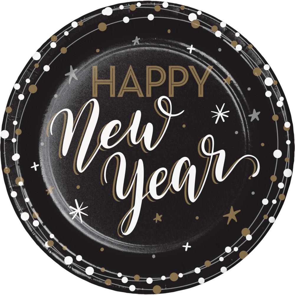 Bulk Pack of 16 New Years Shimmer Dinner Plates