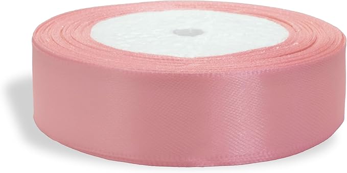 Ribbon 1 inch Powder Pink Ribbons for Crafts Gift Ribbon Satin Solid Ribbon Roll 1 in x 25 Yards