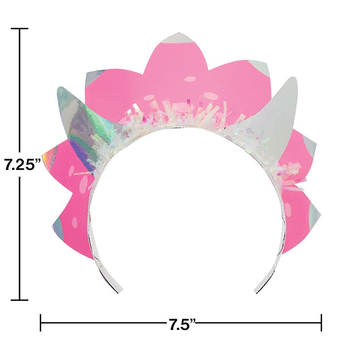 Girl Dino Party Tiaras (8/Pkg)