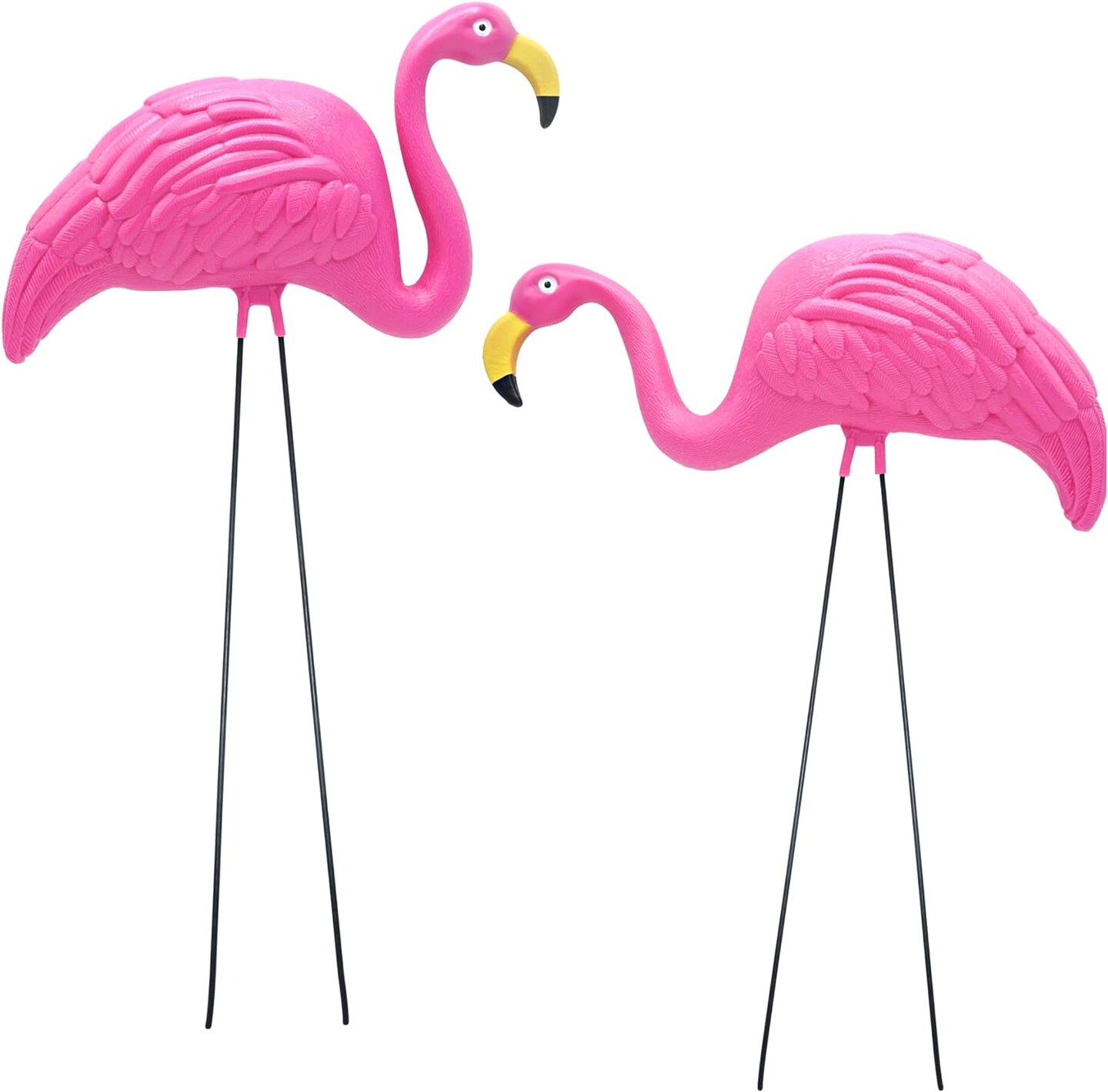 4E’s Novelty 2 Pink Flamingos Yard Decorations - Large Flamingos Yard Ornaments, Lawn Flamingos for Yard Sculptures & Statues Outdoor Garden Decor