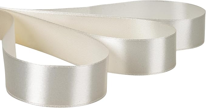 Ivory Ribbon 1 Inch, 50 Yards/roll Solid Satin Ribbon for Gift Wrapping, Bow & Eternal Flower Making, Floral Bouquets, Party Decoration.