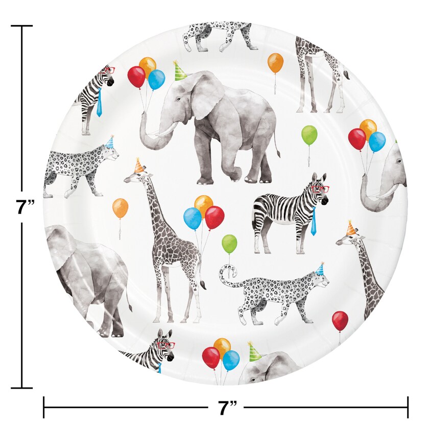 Bulk Pack of 24 Party Animals Paper Dessert Plates