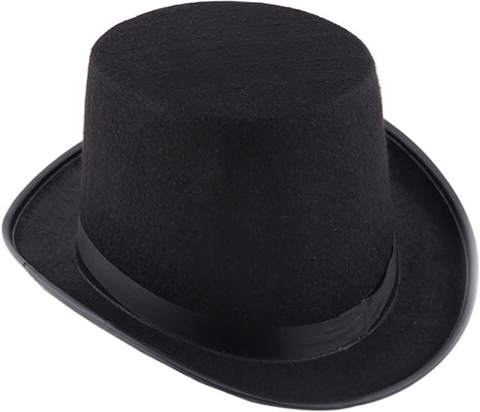 4E's Novelty 6" Black Top Hat Costume Men & Women, Tall Felt Hat with Satin Ribbon, Perfect for Magician, Circus, Snowman Roleplay & Dress Up Party