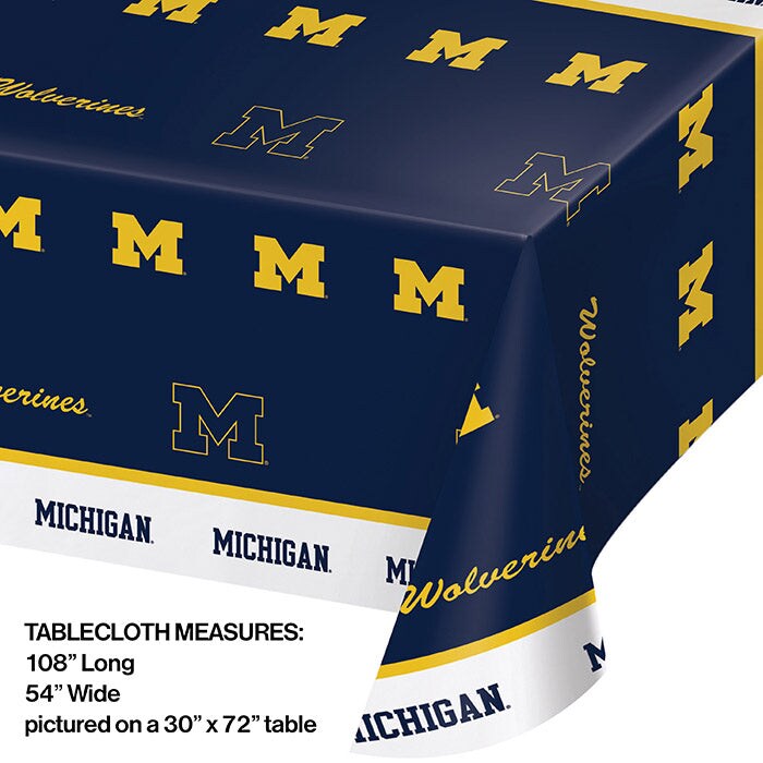 Michigan Wolverines Plastic Table Cover, 54&#x22;x108&#x22;
