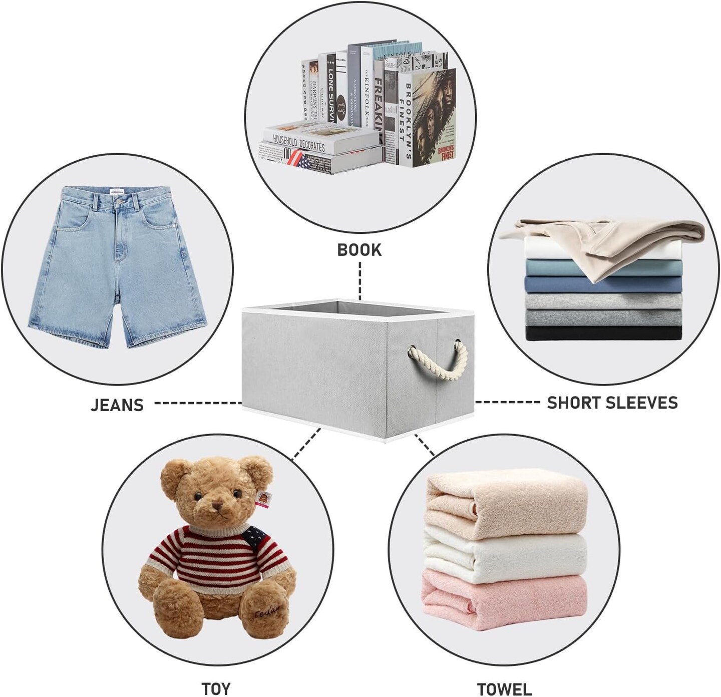 Fabric Storage Bins 4-Pack, Collapsible Storage Baskets for Organizing