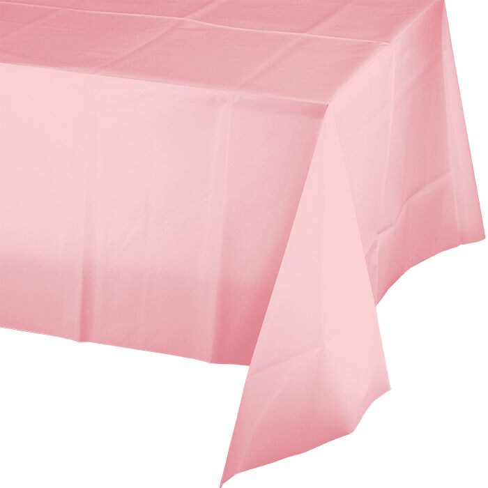 Classic Pink Tablecover Plastic 54&#x22; X 108&#x22;