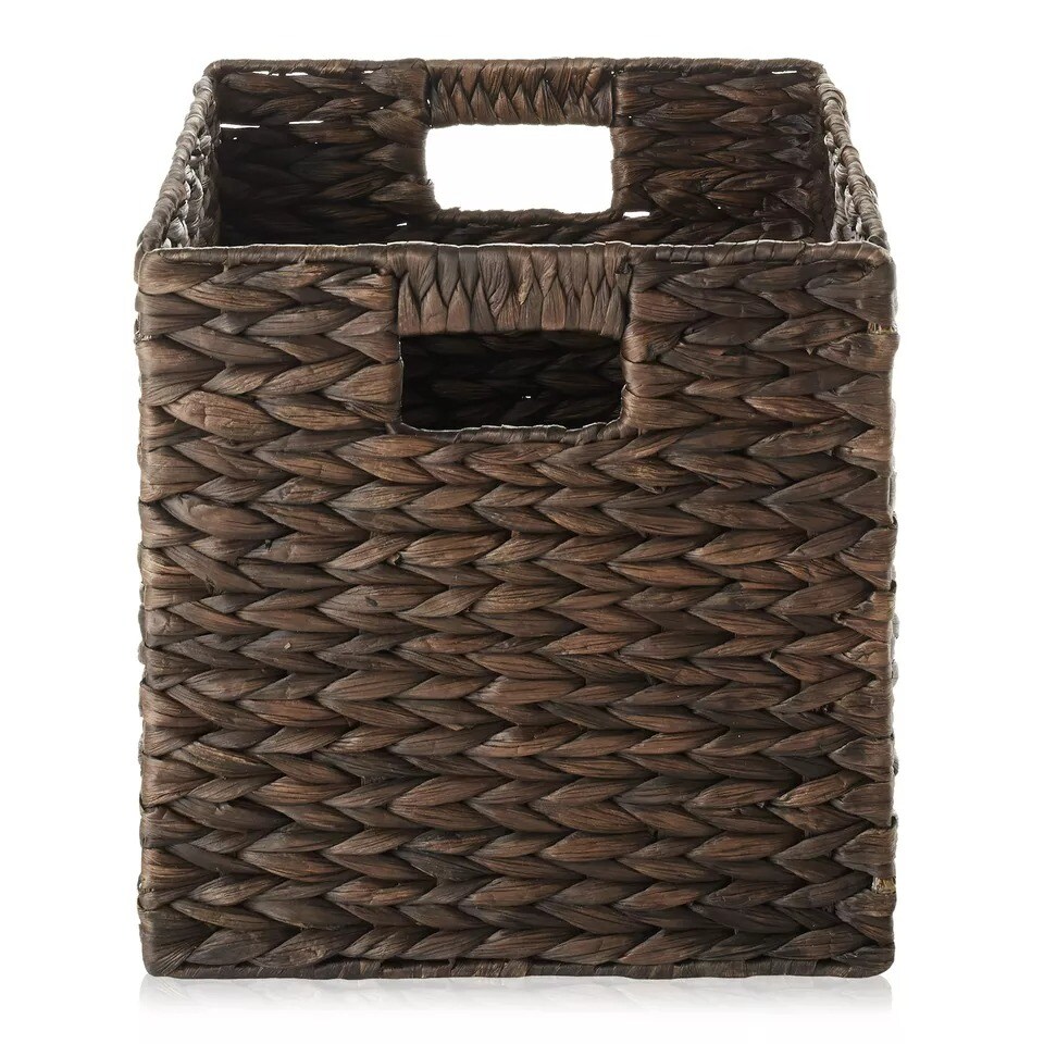 Casafield Hyacinth Storage Cubes – 10.5” Wicker Basket Bins, Espresso, Set Of 6 For Shelves