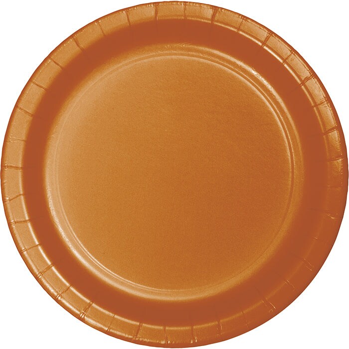 Pumpkin Spice Orange Paper Plates (24/Pkg)