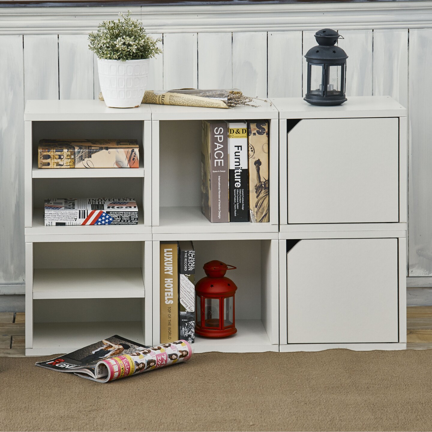 Way Basics Eco zBoard Stackable Connect Cube Storage with Door, White