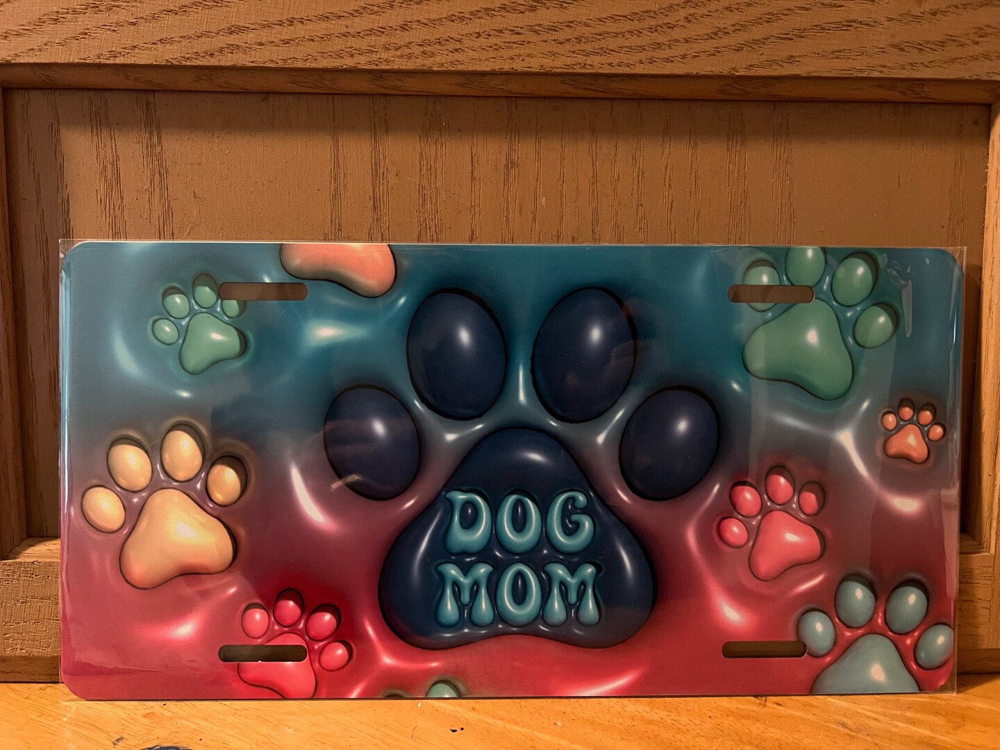 Dog Mom License Plate Paw Print