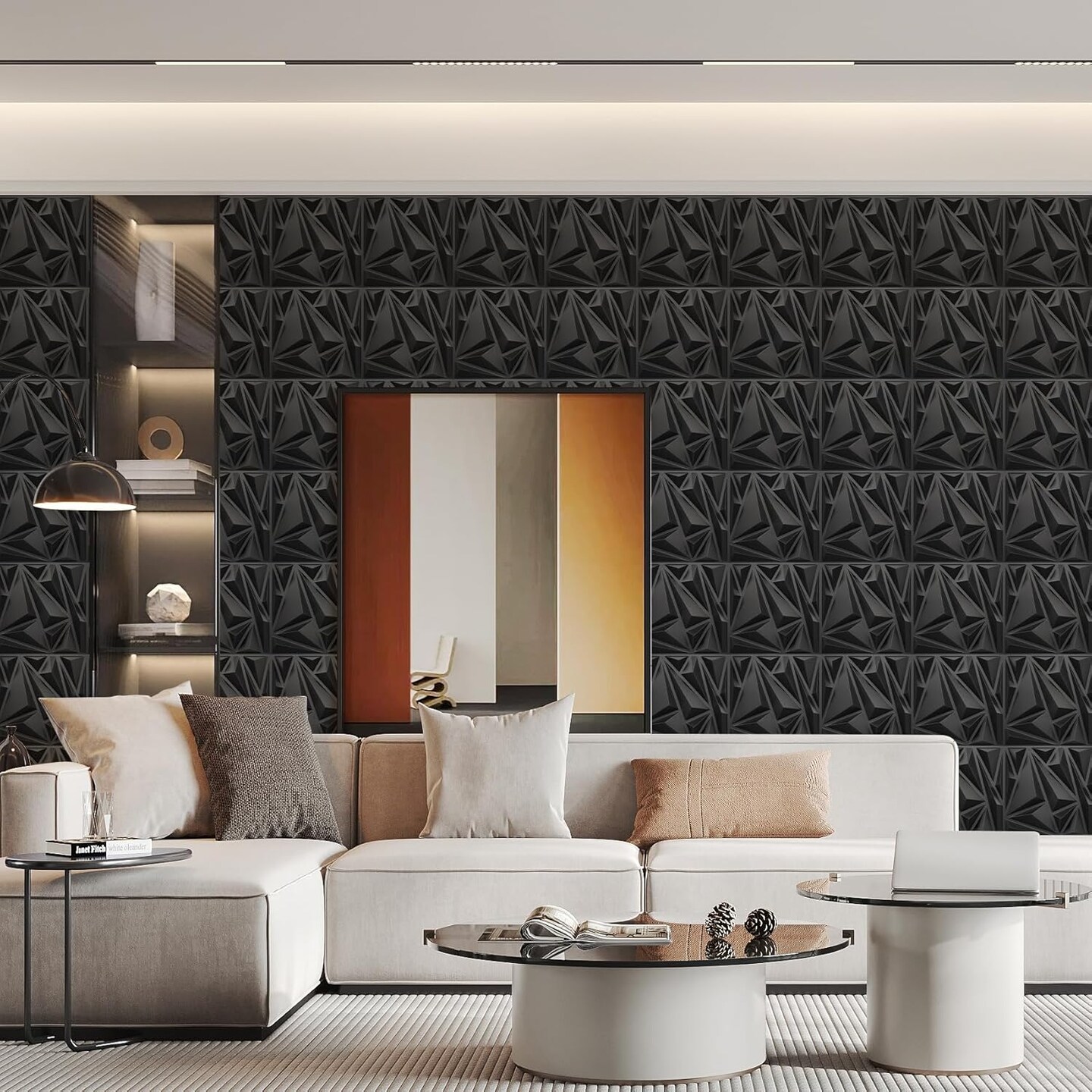 33 Pack 3D Wall Panels for Interior Wall Decor, Black Diamond Design Accent Wall Decor, 12&#x27;&#x27;x12&#x27;&#x27; Modern Wall Panels for Gaming Room Bedroom TV Background