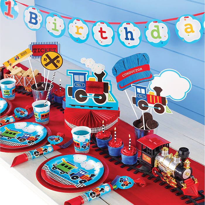Bulk Pack of 2 All Aboard Train Ribbon Banners