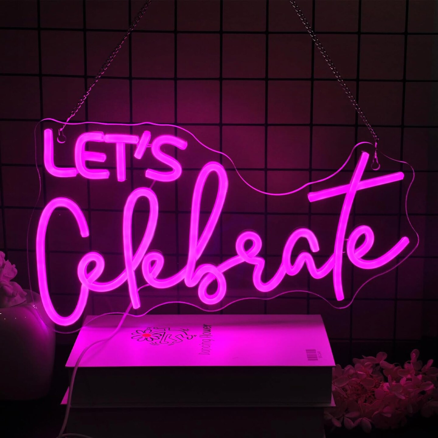 Let&#x27;s Celebrate Neon Sign Led Neon Lights Neon Signs for Wall Decor Light Up Sign for Birthday Party Club Gift