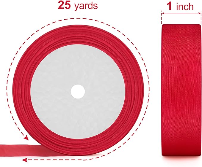5 Rolls Organza Ribbon 1&#x22; x 25 Yd Each Roll, Fall Sheer Chiffon Ribbon, Transparent Sheer Ribbon for Gift Wrapping, Bouquet, Wedding, Party Decoration