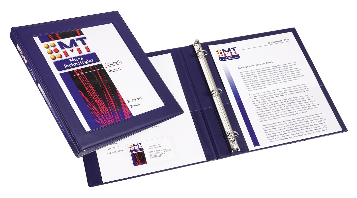 Avery Heavy-Duty Framed View 3 Ring Binder, 0.5" Slant Rings, 1 Navy Blue Binder (68051)