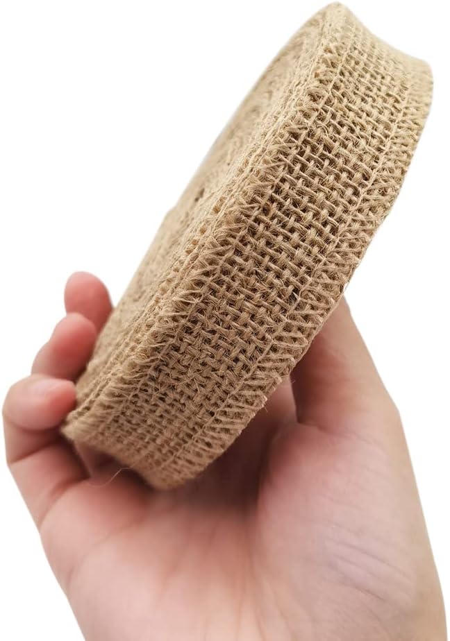 1" Natural Burlap Fabric Roll 10 Yards Jute Ribbon for Gift Wrapping Craft Projects Wedding Decoration Home Decoration 2.5CM