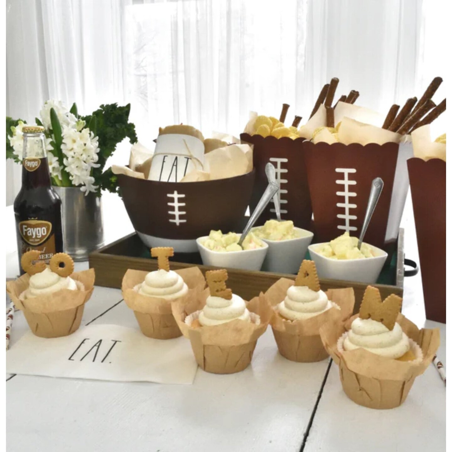 Football Popcorn Boxes &#x2013; Set of 8 | Football Party Snack Containers for Game Day &#x26; Sports Events