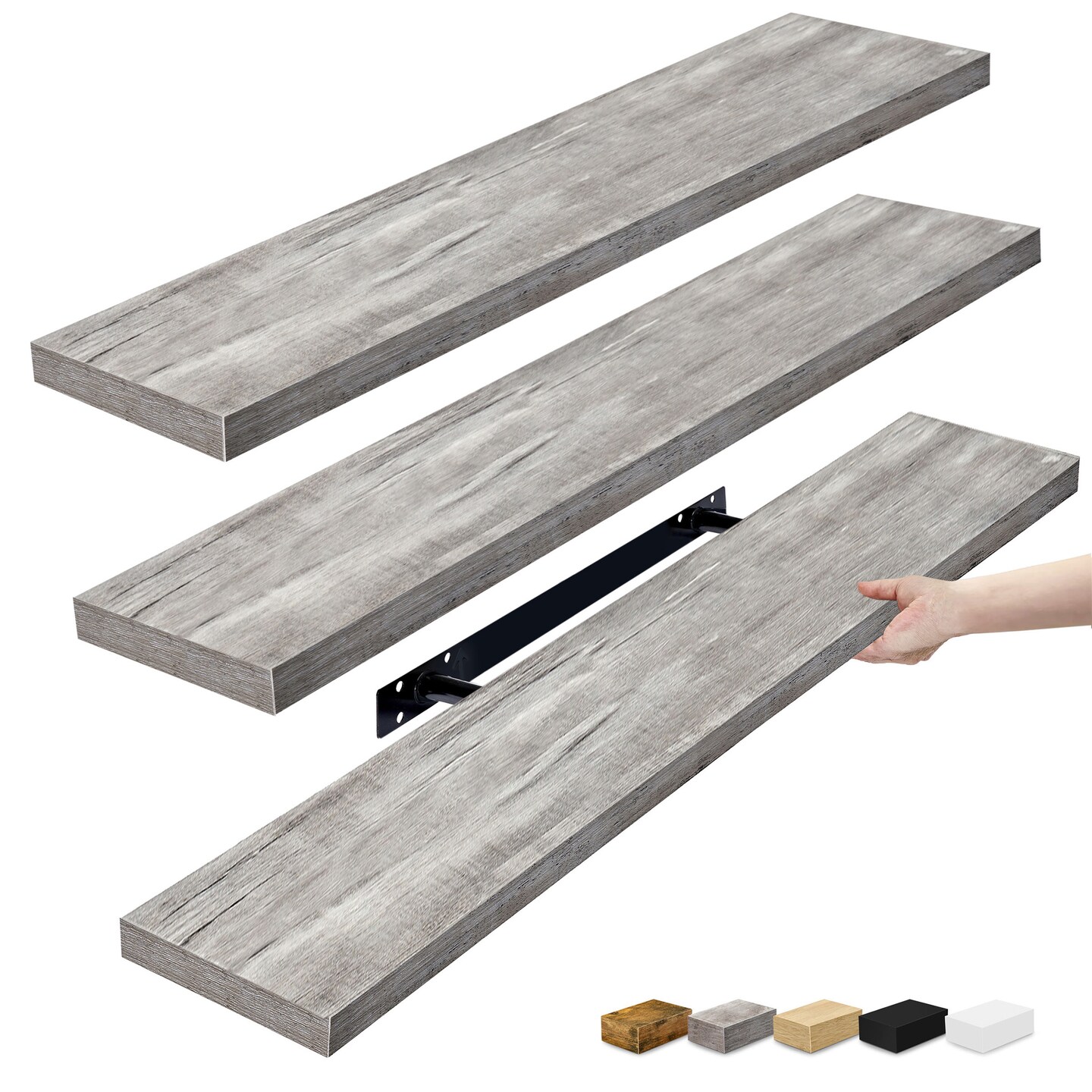 Sorbus 3 Pack Long Floating Shelves for Wall, Large Floating Shelves for Bedroom, Kitchen, Living Room, Bathroom Shelves, Farmhouse Home Decor - 35 x 9 Inch Wall Mounted Floating Shelves for Wall