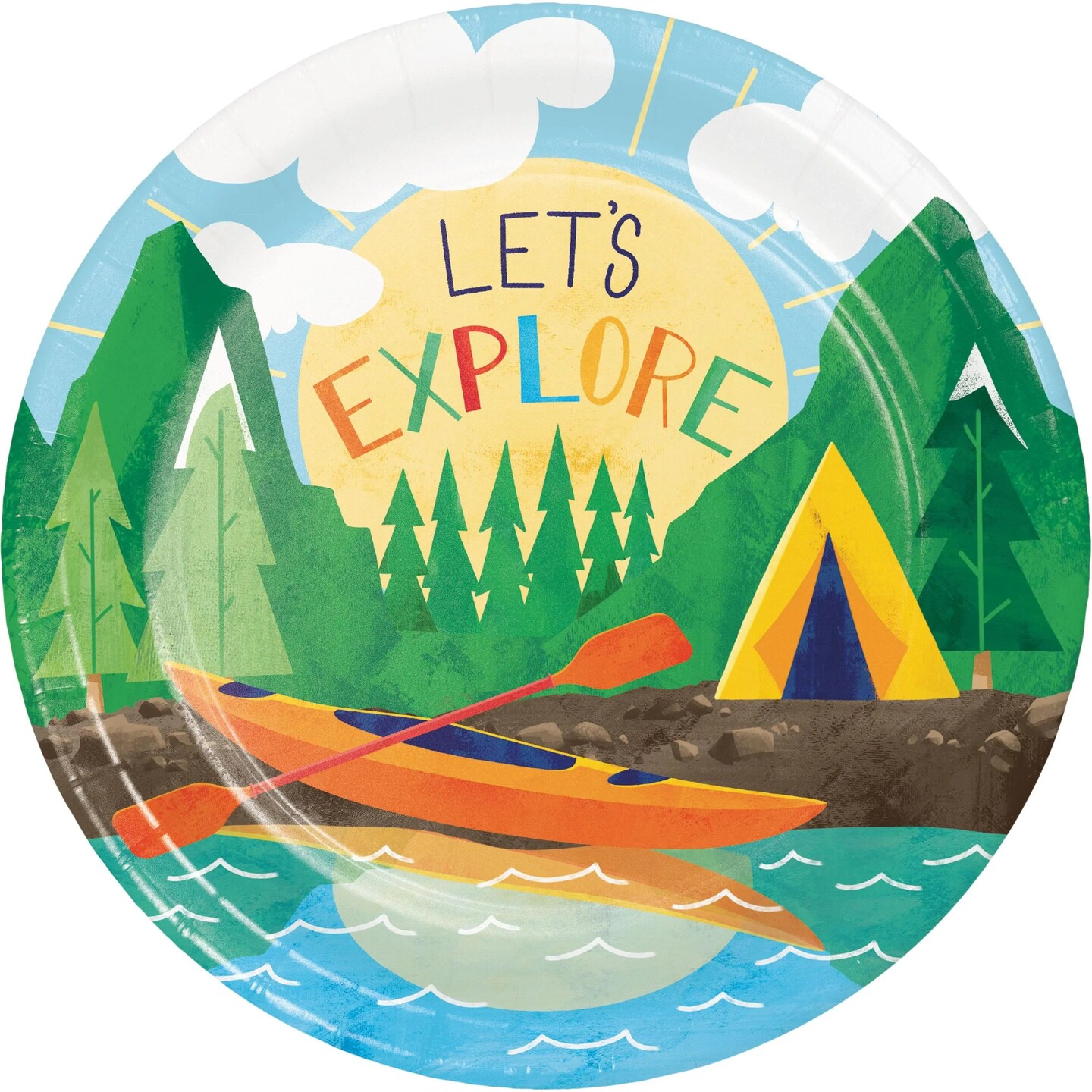 Bulk Pack of 24 Outdoor Adventure 7&#x22; Paper Dessert Plates