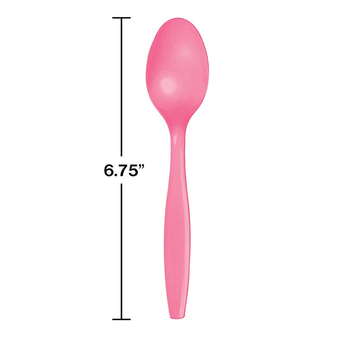 Candy Pink Plastic Spoons (24/Pkg)