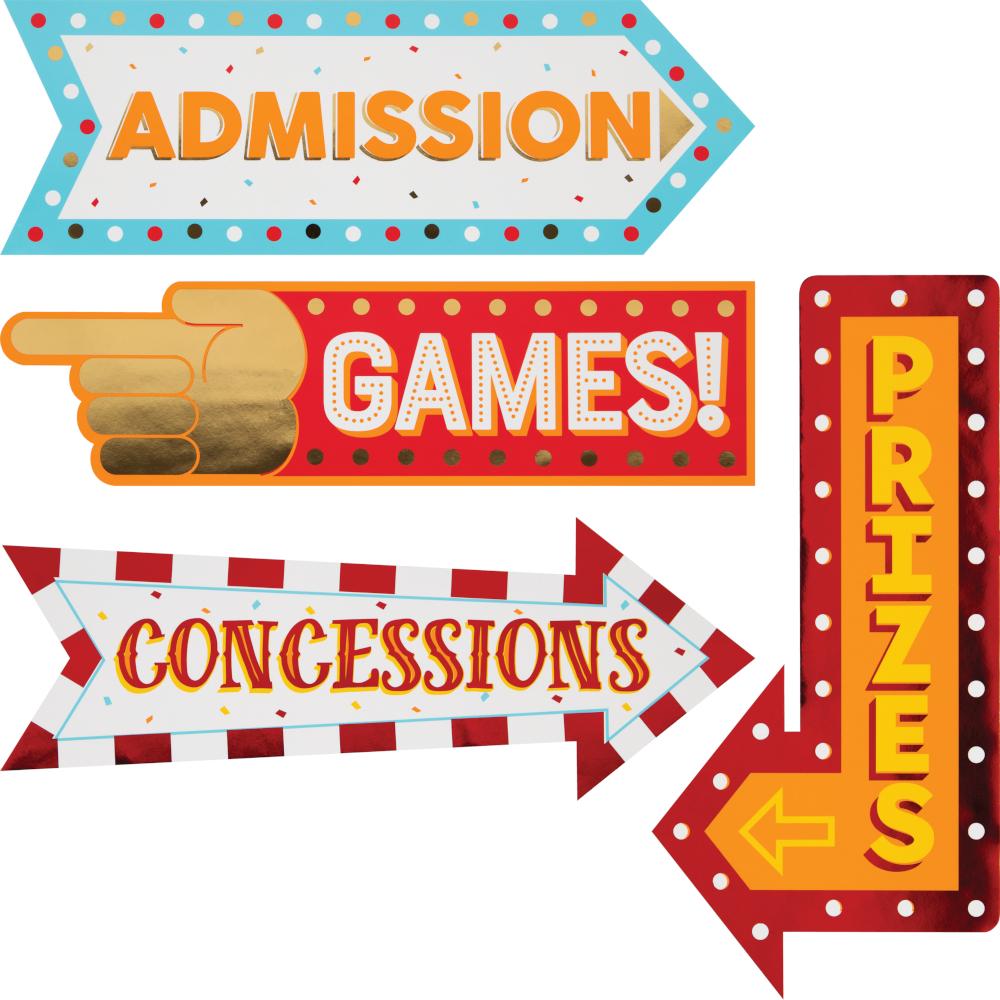 Carnival Signs w/Foil (4/Pkg)