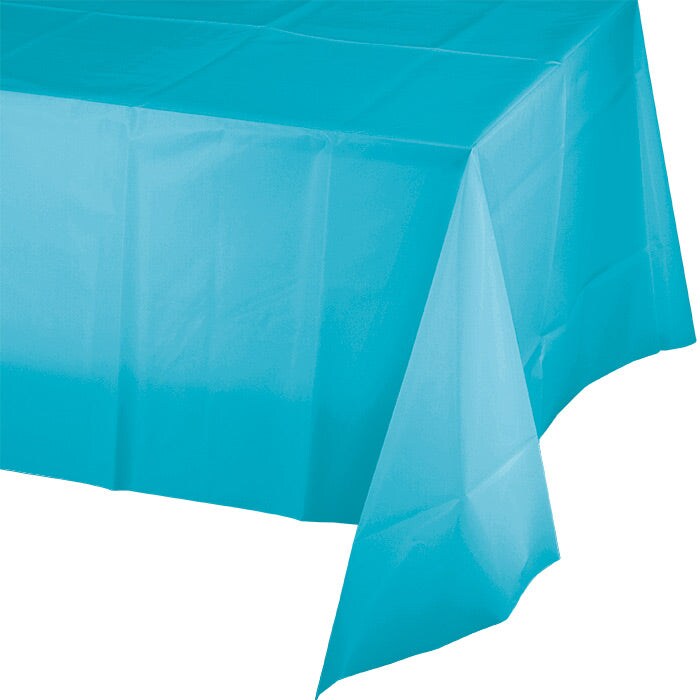 Bermuda Blue Tablecover Plastic 54&#x22; X 108&#x22;