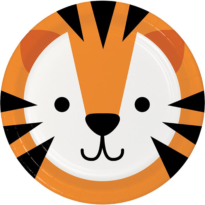Bulk Pack of 24 Animal Faces Tiger Paper Dessert Plates