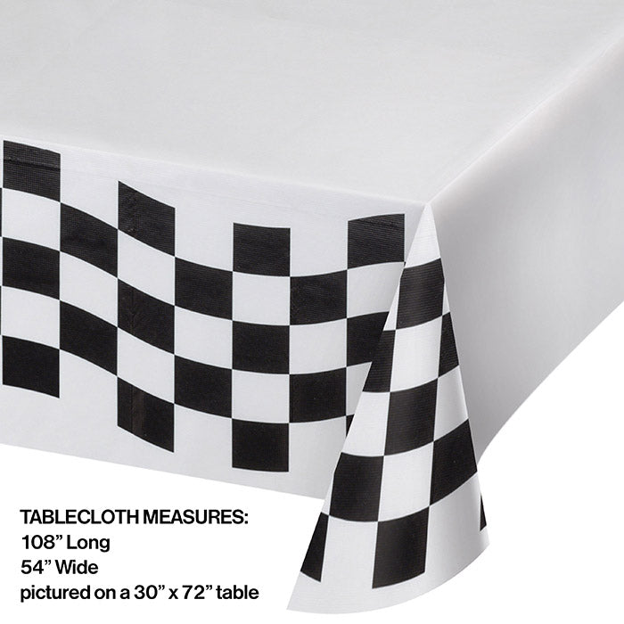 Black &#x26; White Check Paper Table Cover, 54&#x22; X 102&#x22;