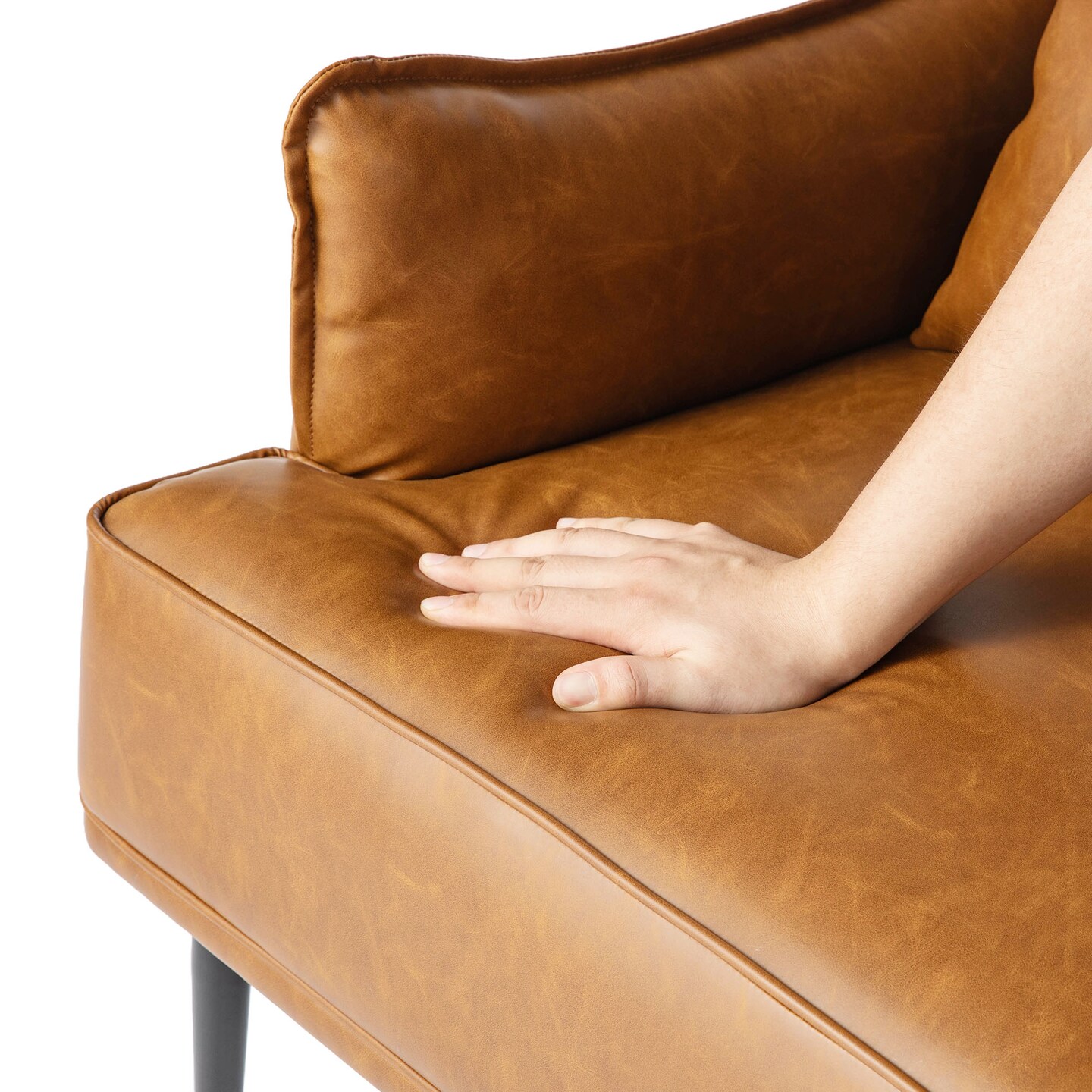 29.5&#x22;W Mid-Century Modern Leatherette Armchair With Side Pocket