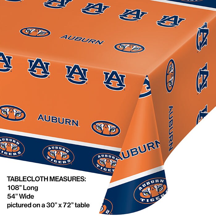 Auburn Tigers Plastic Table Cover, 54&#x22;x108&#x22;