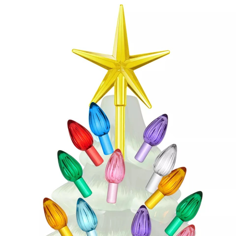 108 Replacement Ceramic Christmas Tree Twist Light Bulbs and 3 Star Toppers