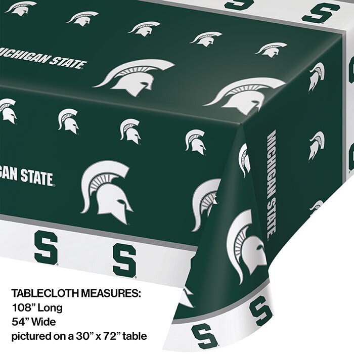 Bulk Pack of 2 Michigan State Spartans Plastic Table covers, 54&#x22;x108&#x22;