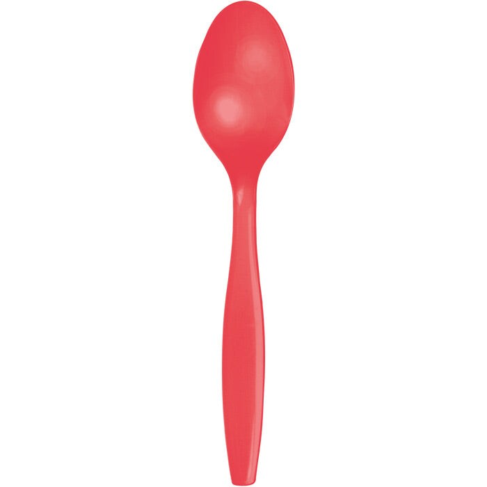 Coral Plastic Spoons (24/Pkg)