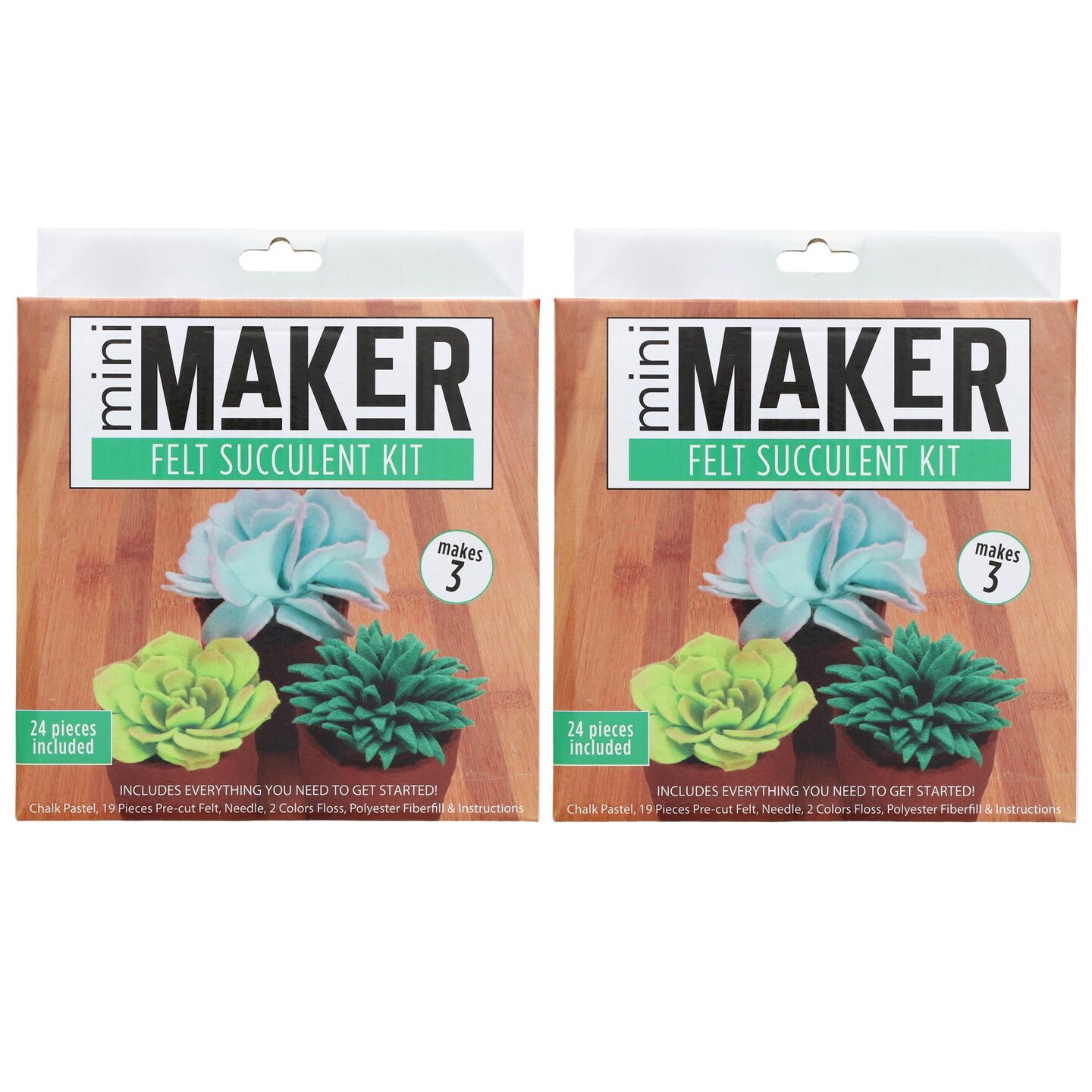 Leisure Arts Felt Kit Mini Maker Succulent Green 2 Pc &#x2013; Needle Felt Kit With Supplies Included To Create Adorable Succulents! Perfect Felting Kits For Beginners Adult Craft
