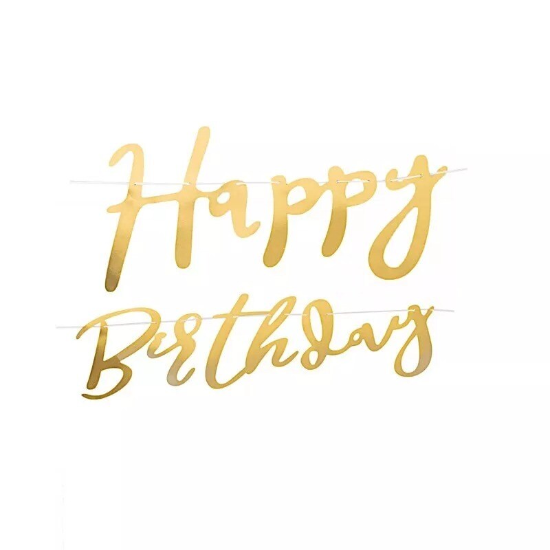 10 feet Gold Metallic Happy Birthday Paper Hanging Party GARLAND Events Supplies