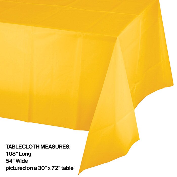 School Bus Yellow Tablecover Plastic 54&#x22; X 108&#x22;
