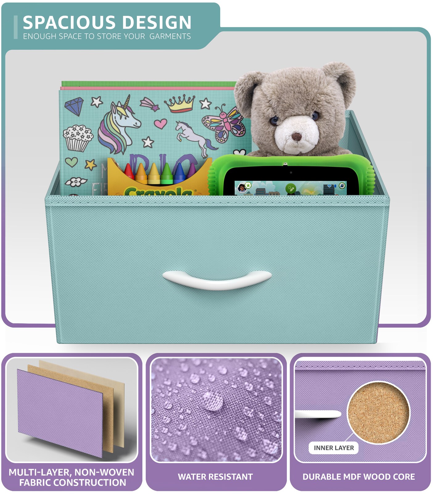 Sorbus 6 Drawers Tall Dresser with Steel Frame, Wood Top & Easy Pull Foldable Fabric Bins