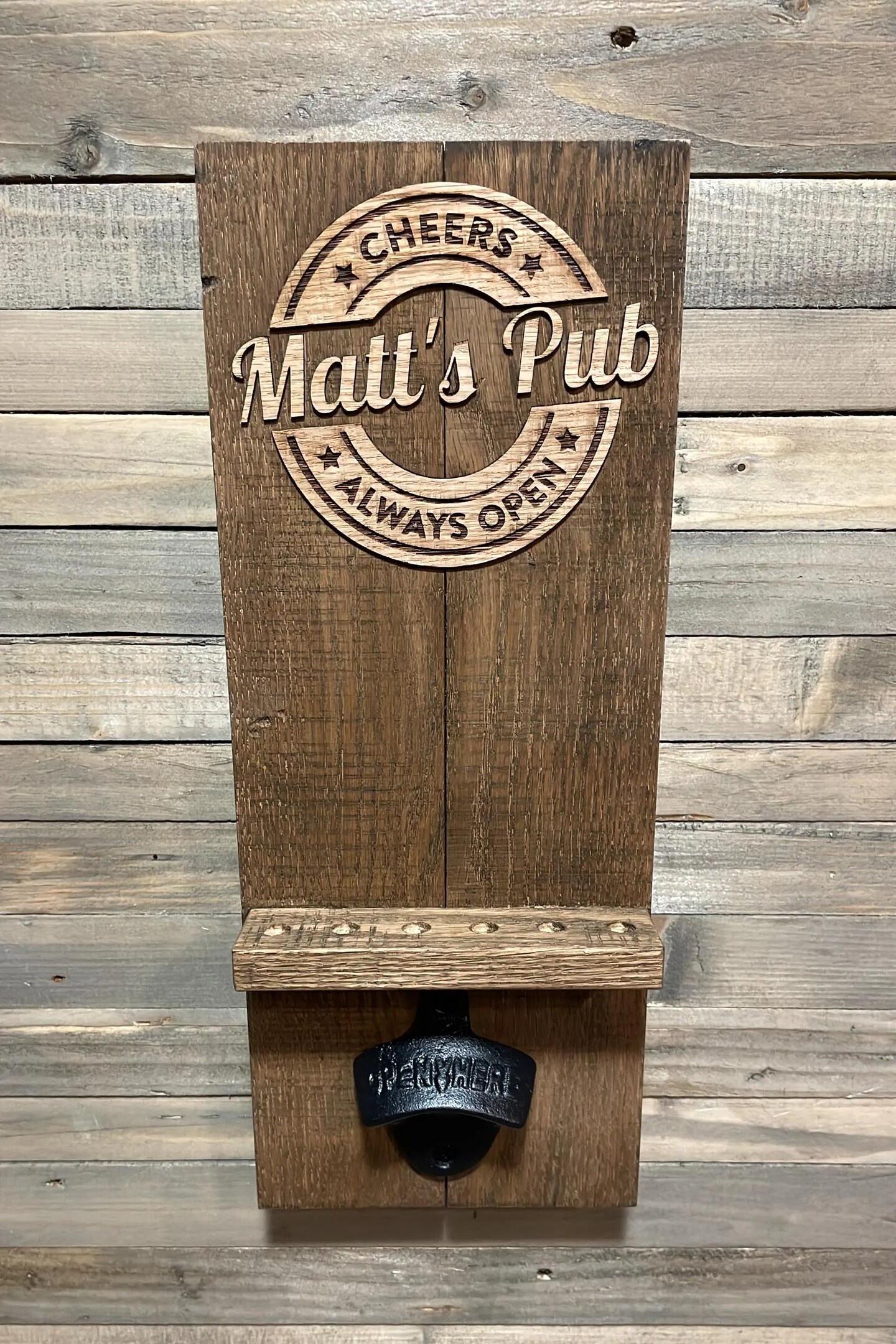 Dart Holder Personalized Rustic Wall-Mounted Wooden Bottle Opener
