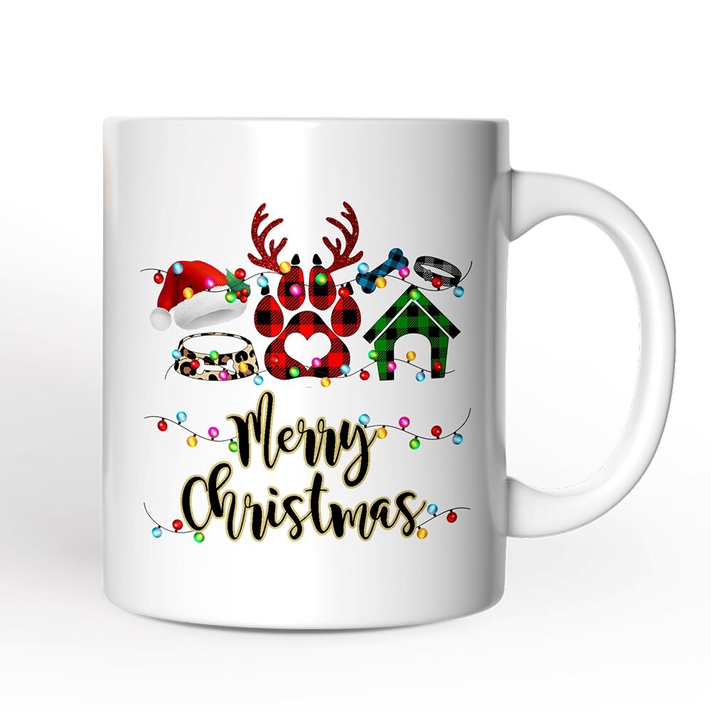 Dog Buffalo Plaid Christmas Mug, Dog Mom Gift