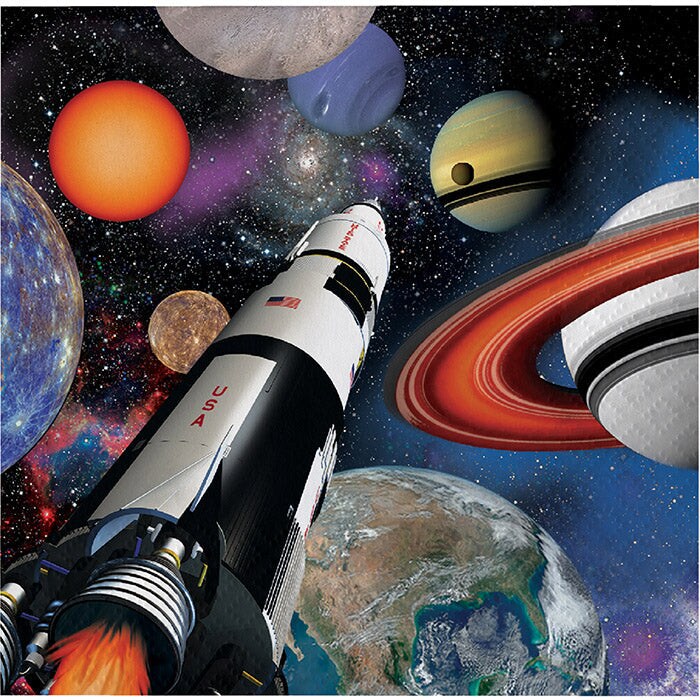 Bulk Pack of 32 Space Blast Beverage Napkins, 3 Ply