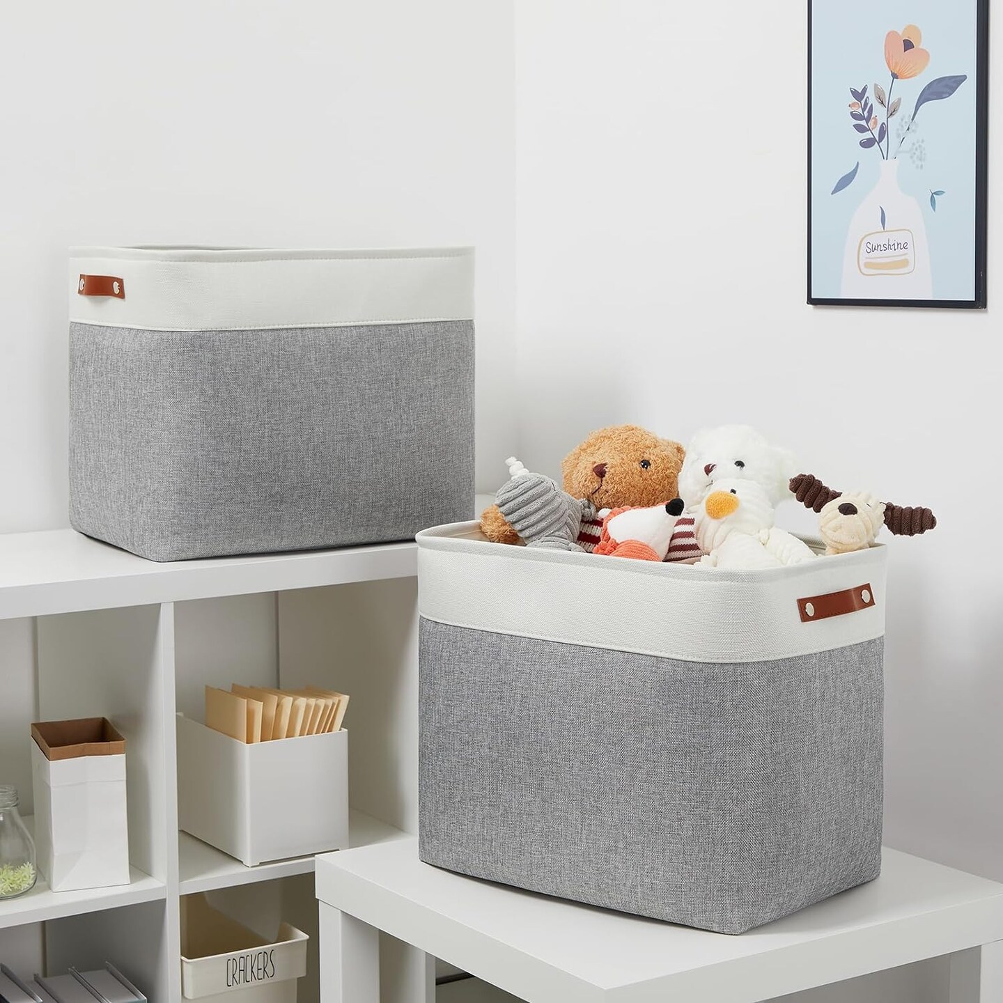 Fabric Storage Bins for Organizing Shelves Nursery Toys Books