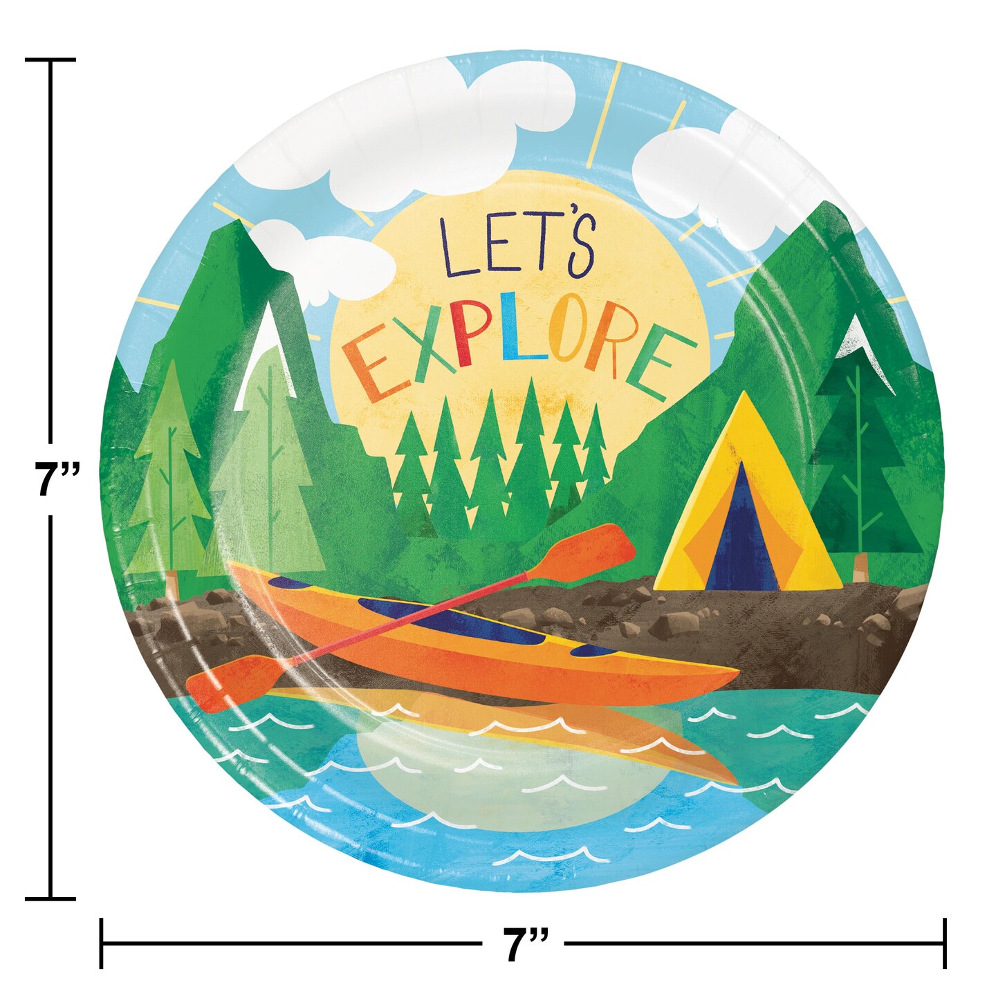 Bulk Pack of 24 Outdoor Adventure 7&#x22; Paper Dessert Plates
